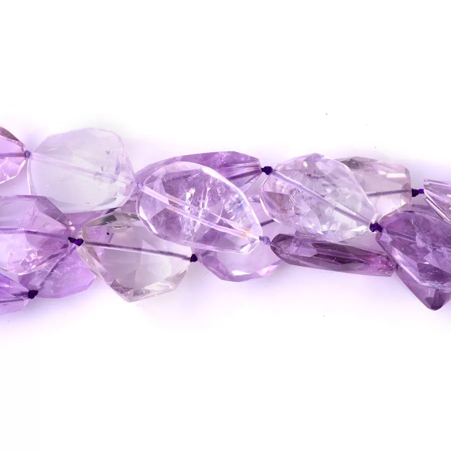 Lavender Amethyst 20-35mm Freeform Nugget Faceted - 15-16 Inch