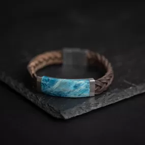 Leather bracelet with Grandidierite stone