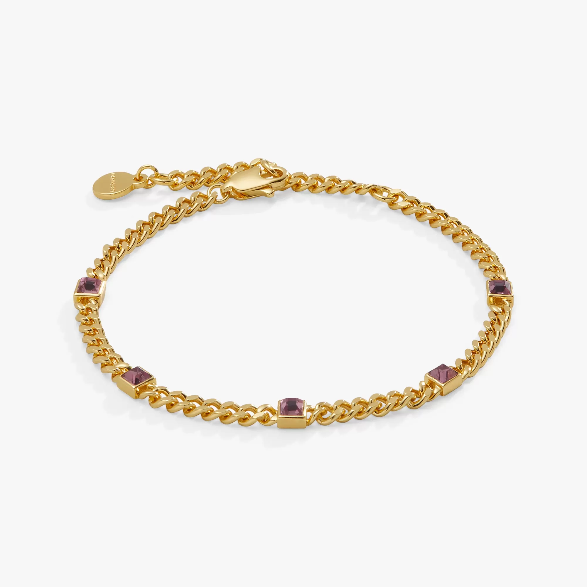 Light Amethyst Curb Chain Bracelet, June Birthstone