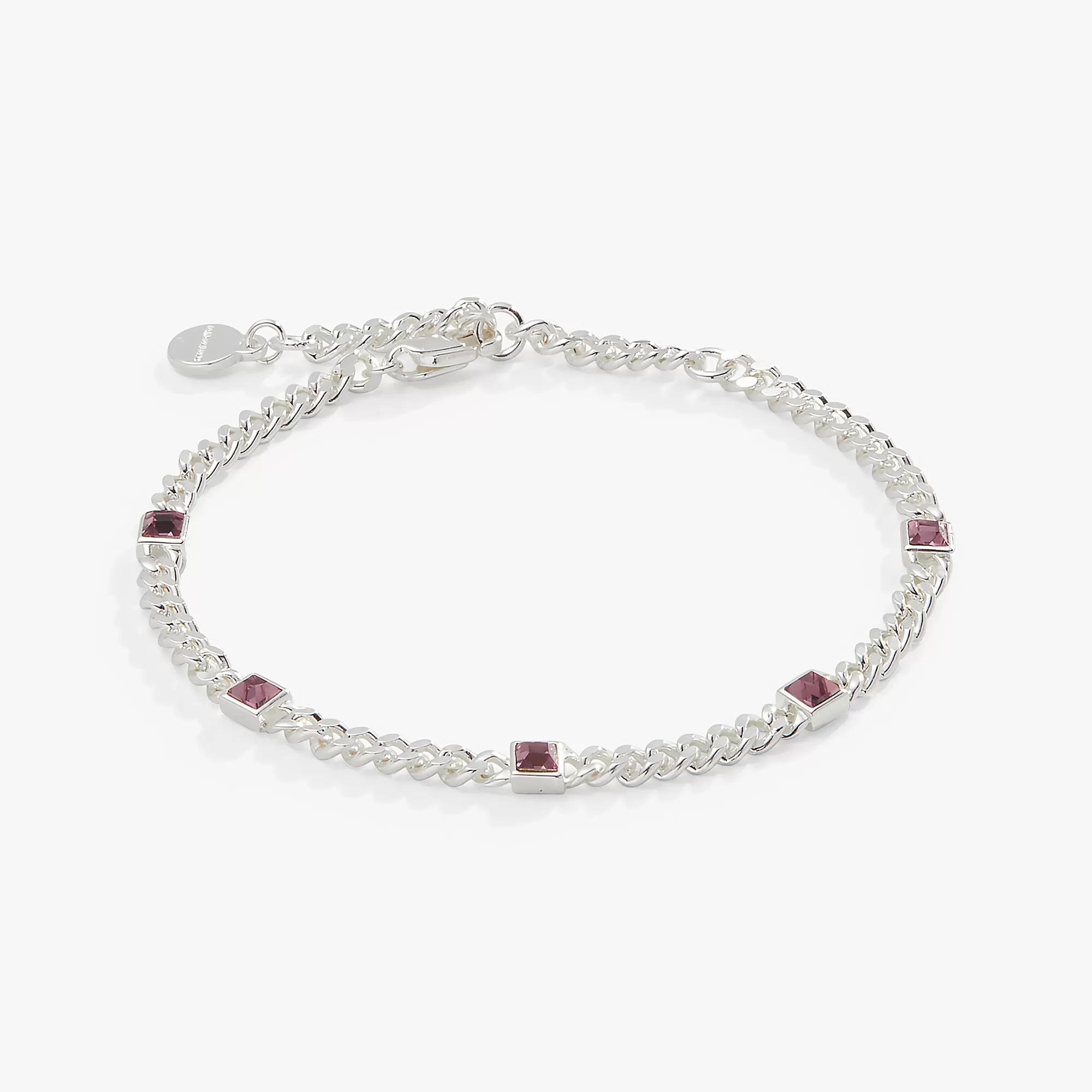 Light Amethyst Curb Chain Bracelet, June Birthstone