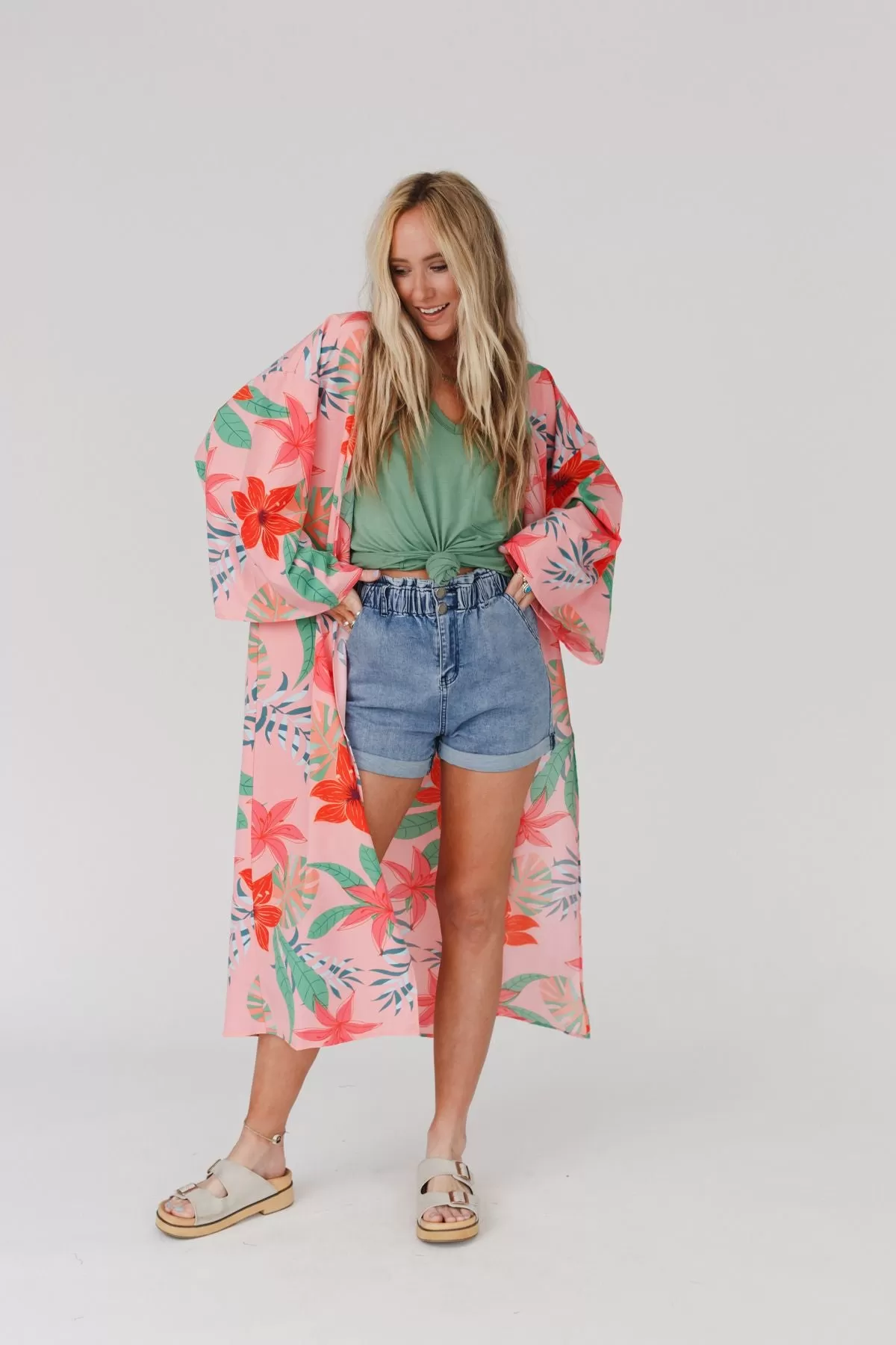 Lost In Paradise Duster Kimono - Coral