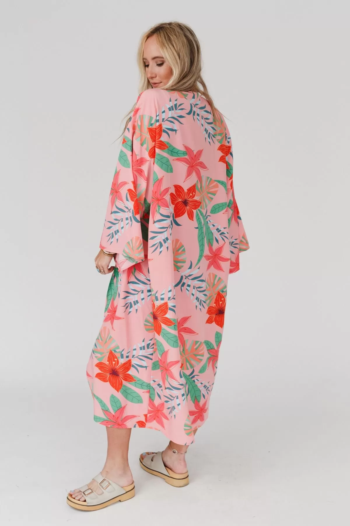 Lost In Paradise Duster Kimono - Coral