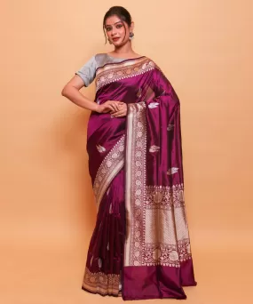 Magenta banarasi handwoven silk saree