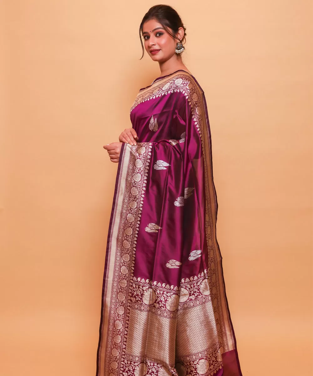 Magenta banarasi handwoven silk saree