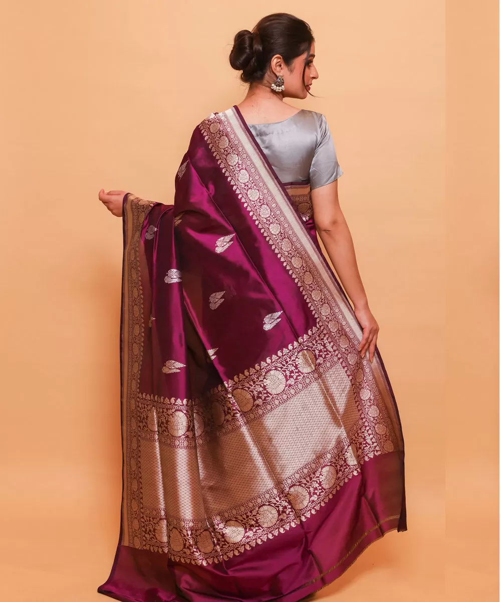 Magenta banarasi handwoven silk saree