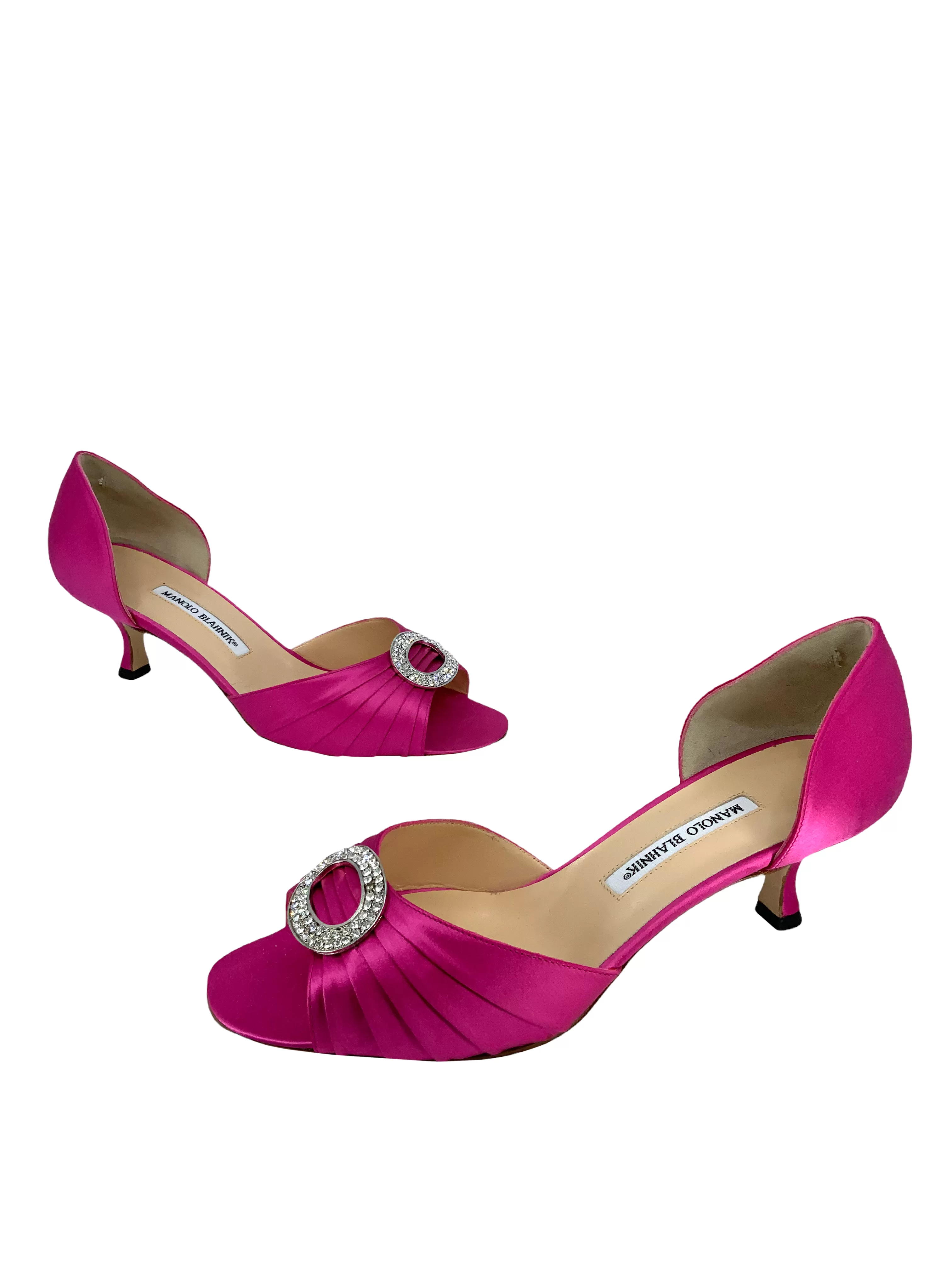 Manolo Blahnik Sedaraby Embellished Satin d'Orsay Pumps Size 10.5