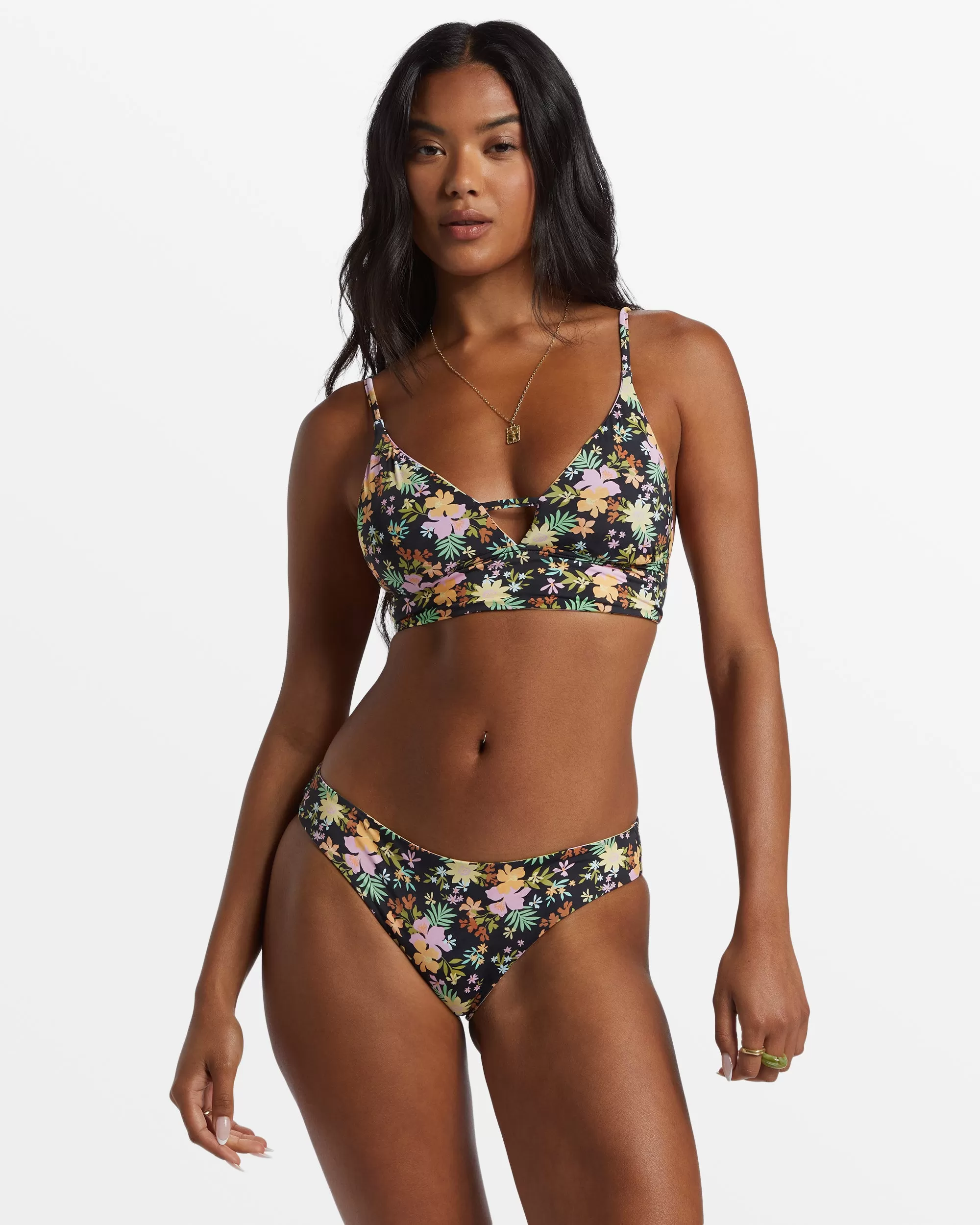 Mas Aloha V Neck Cami Reversible Bikini Top - Multi