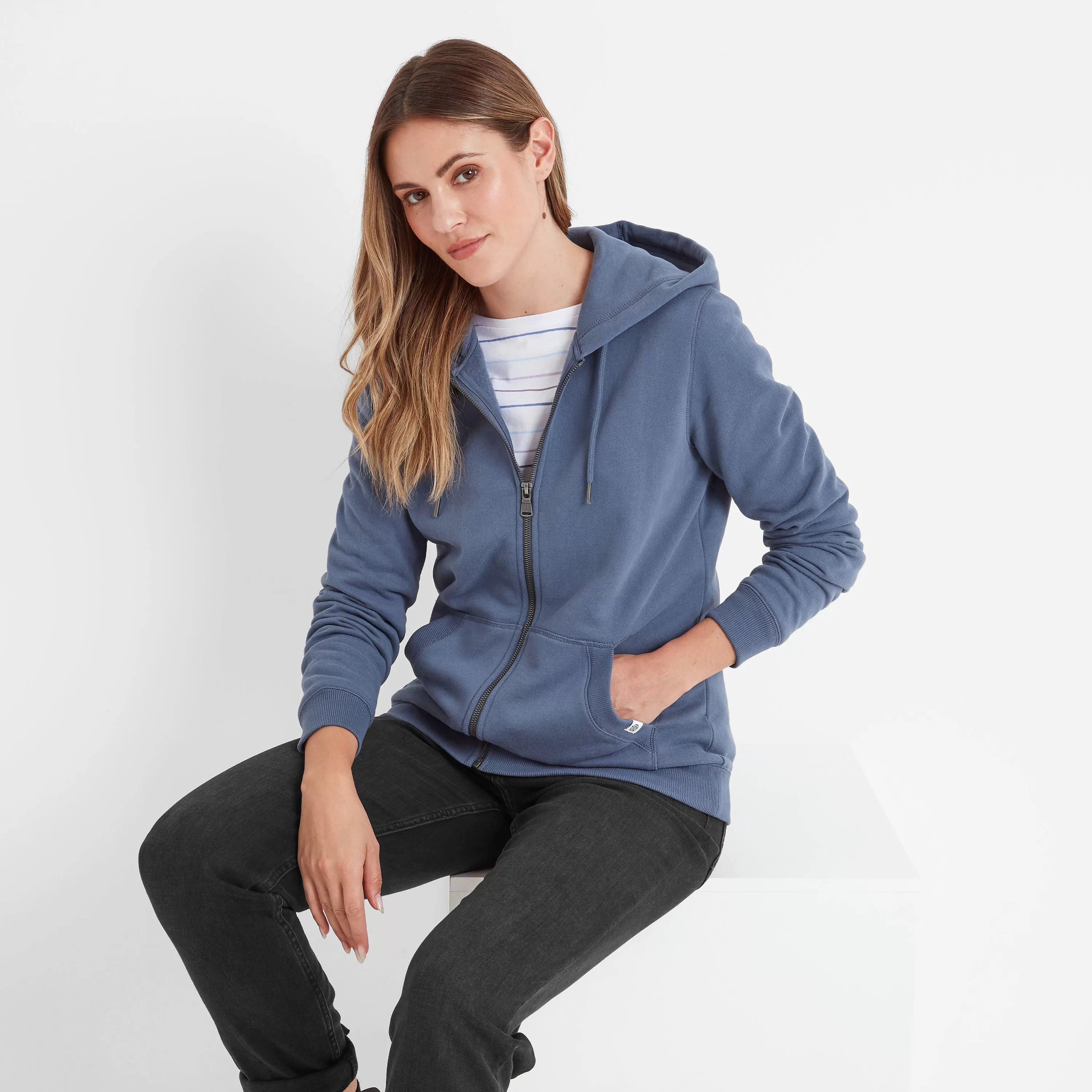 Mia Womens Zip Hoody - Blue Stone