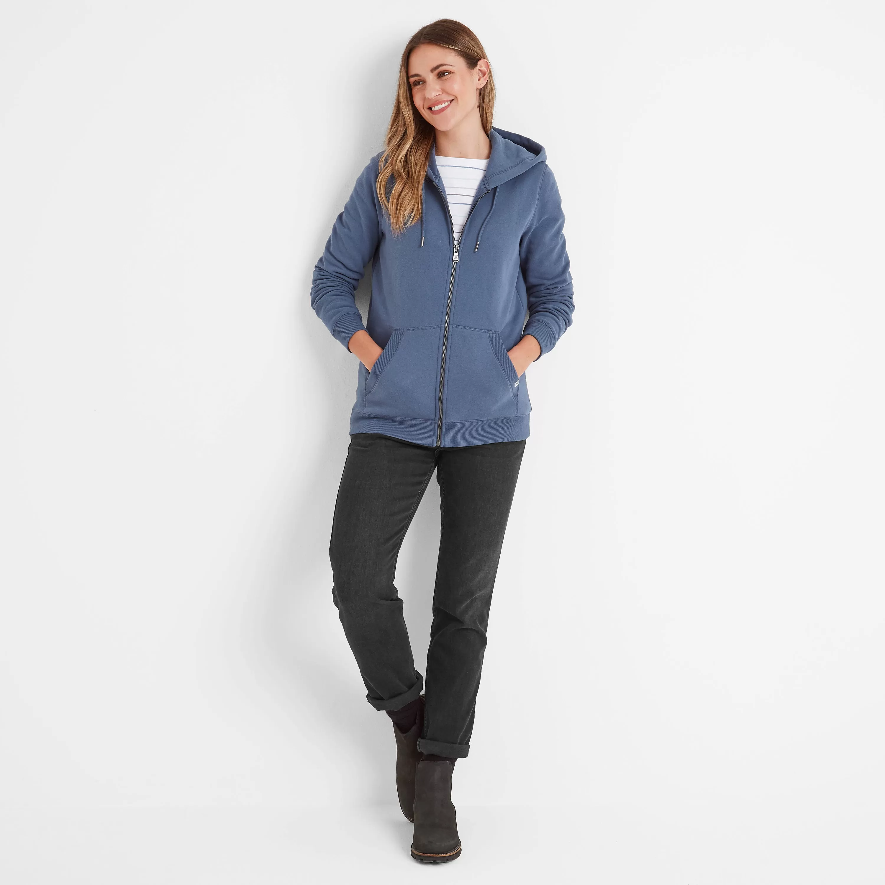 Mia Womens Zip Hoody - Blue Stone