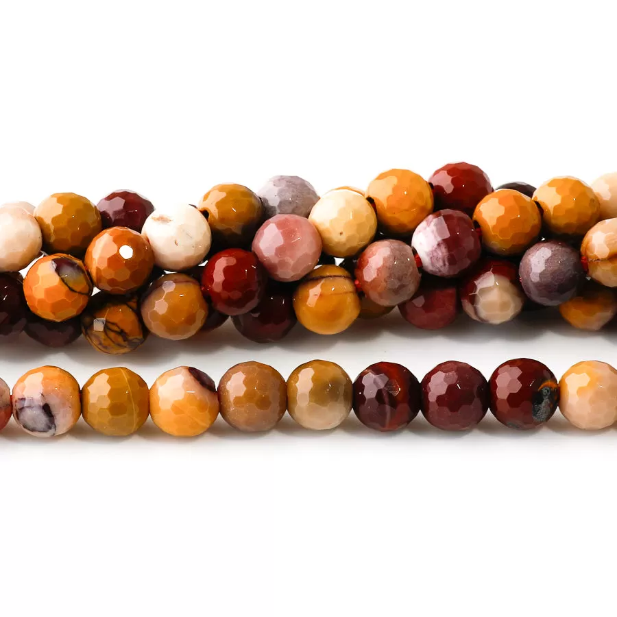 Mookaite 8mm Round Faceted - Large Hole Beads