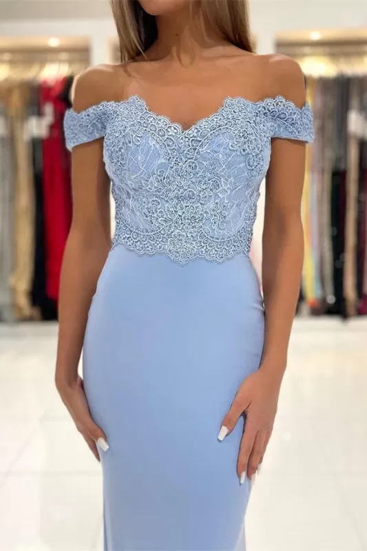 Off-the-Shoulder Mermaid Long Prom Dress With Lace Appliques