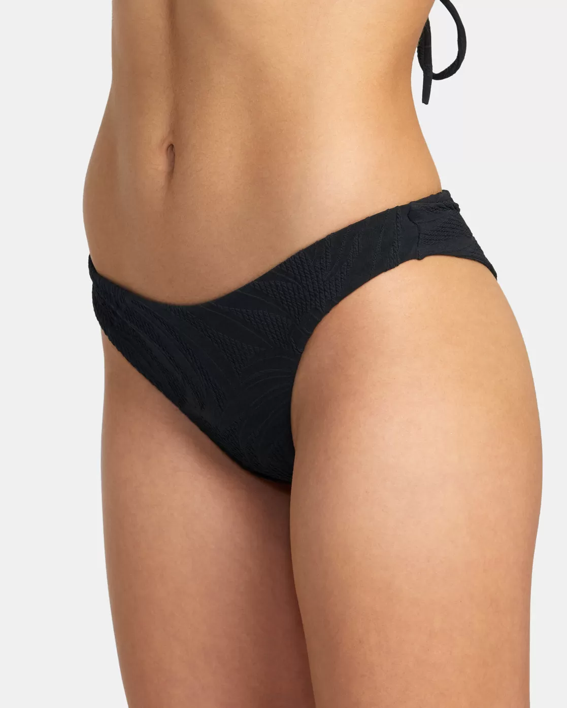 Palm Grooves Cheeky Bikini Bottoms - Black