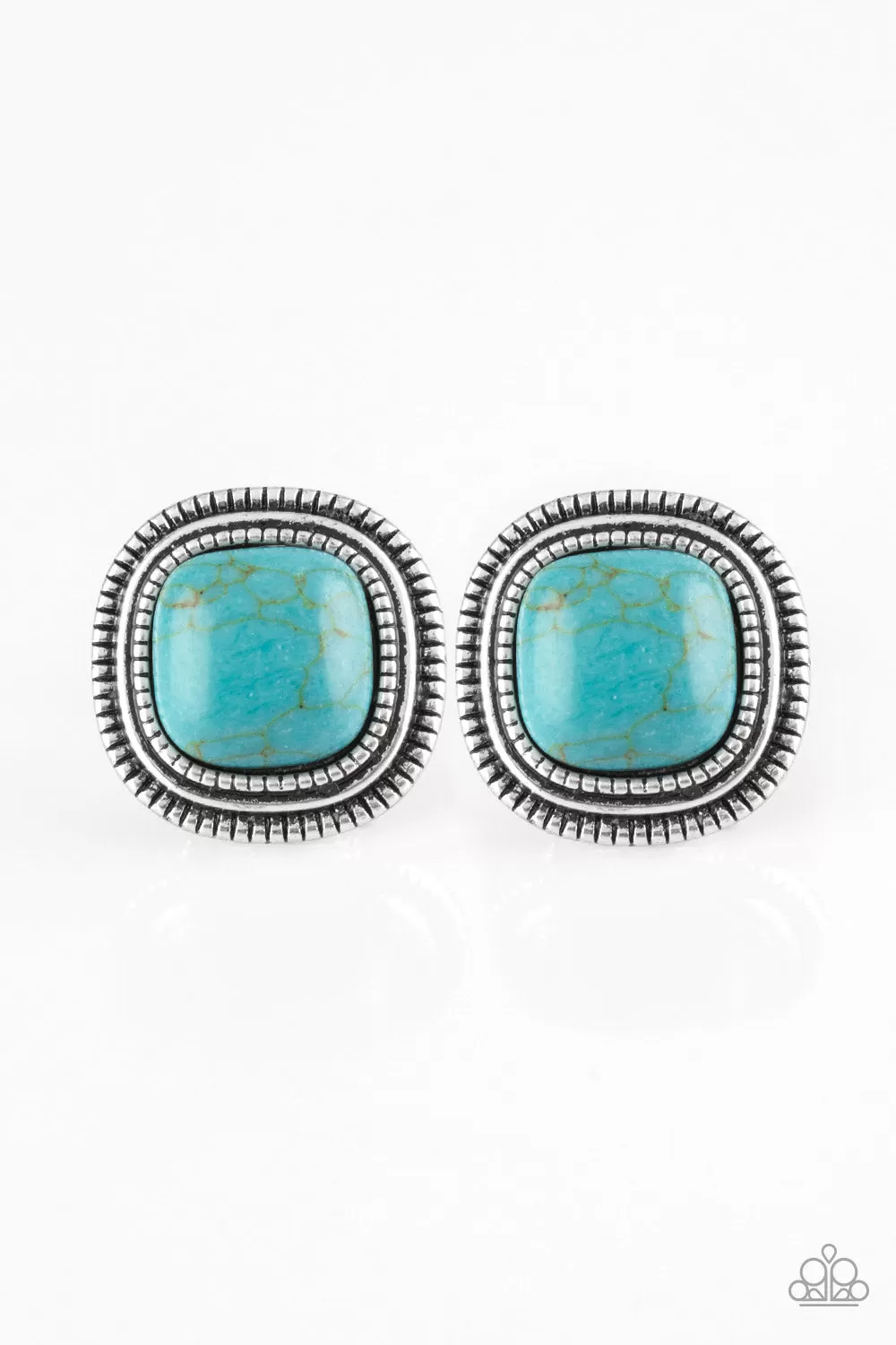 Paparazzi FRONTIER-Runner - Blue Earrings