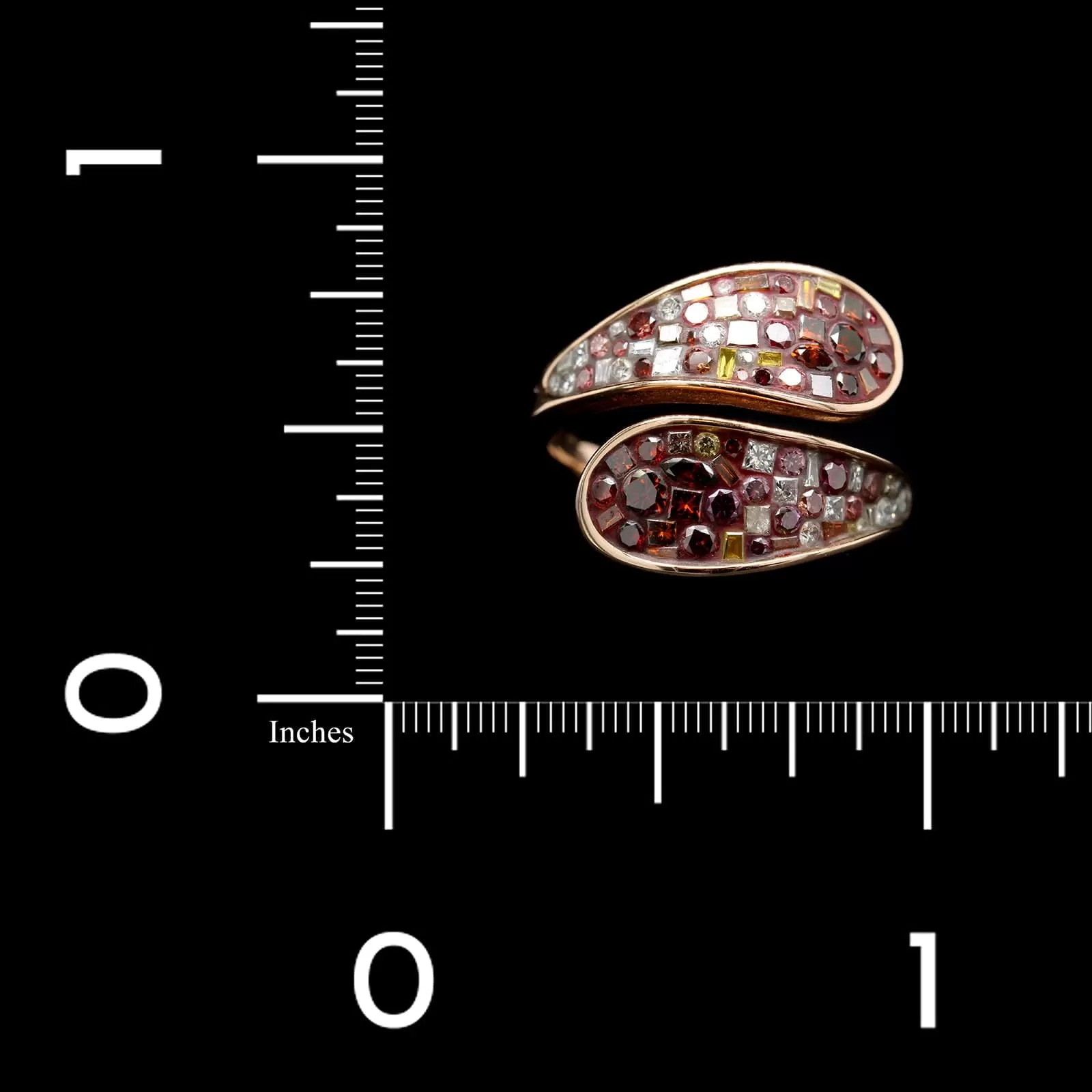 Pleve 18K Rose Gold Estate Color Treated Diamond and Resin Mosaic Ring