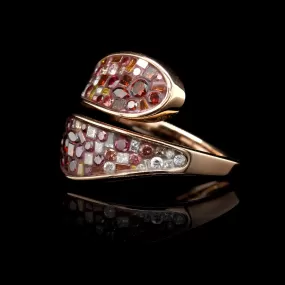 Pleve 18K Rose Gold Estate Color Treated Diamond and Resin Mosaic Ring