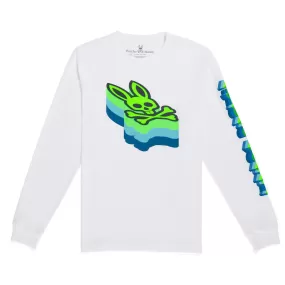 Psycho Bunny Mens Dalles L/S Graphic Tee - White