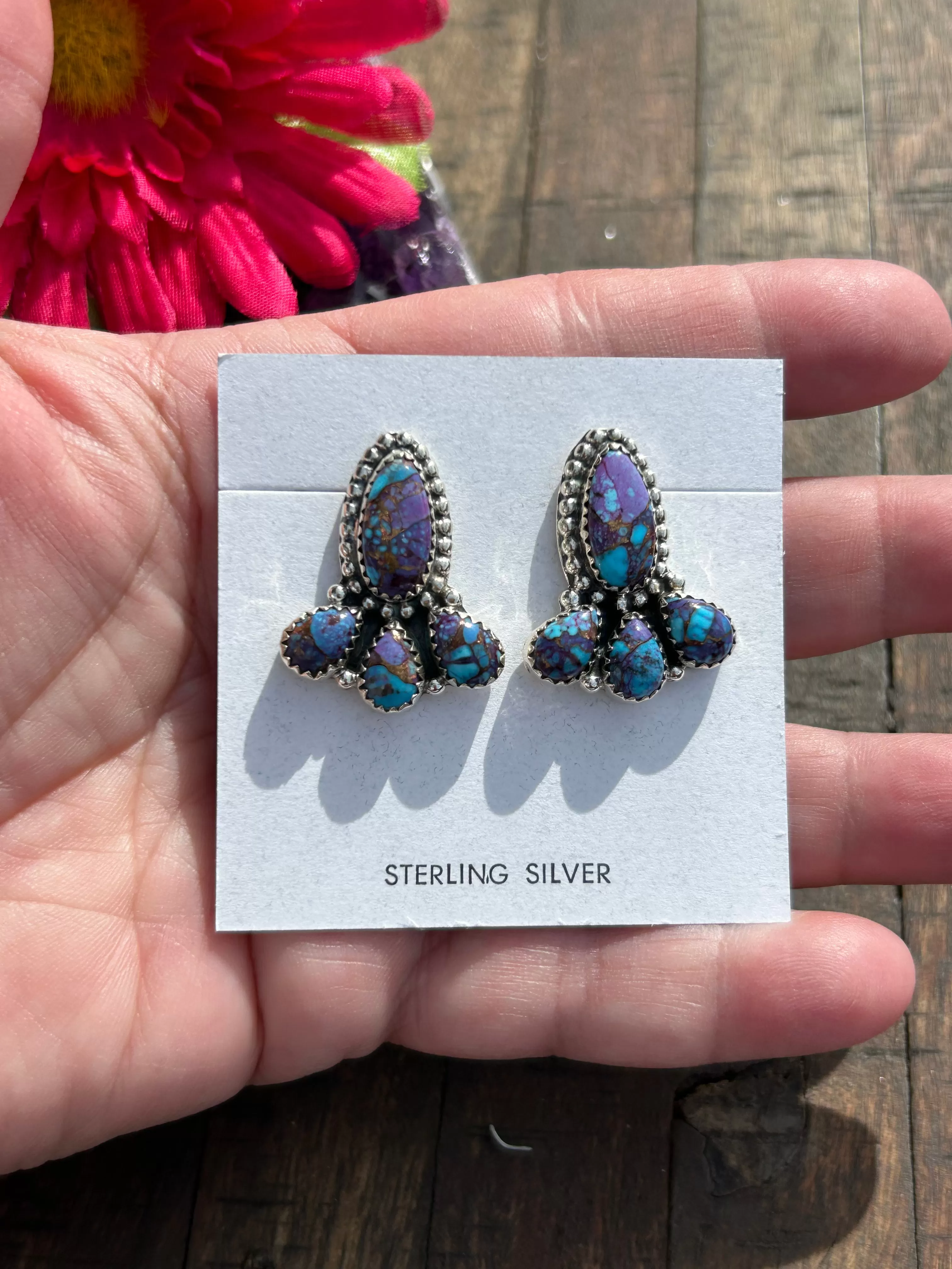 Purple Mojave Cluster Studs