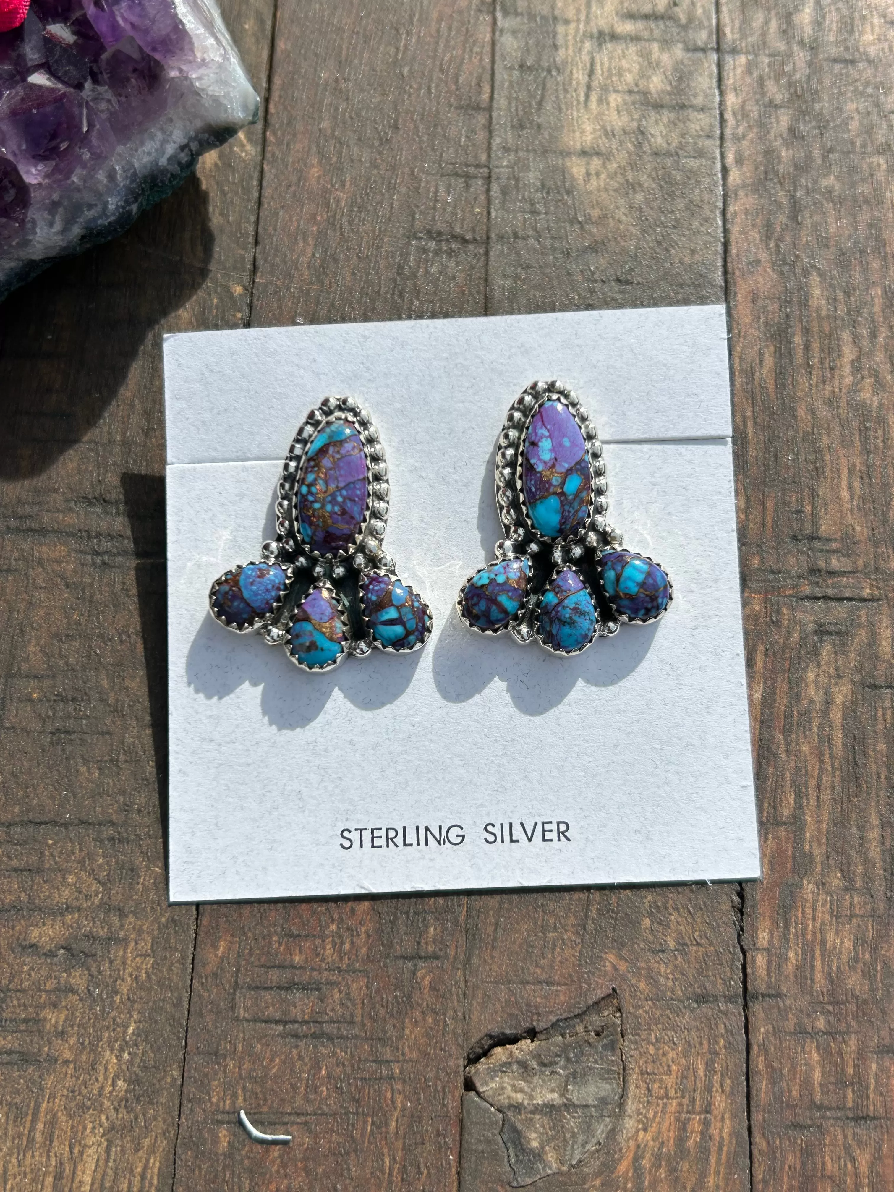 Purple Mojave Cluster Studs