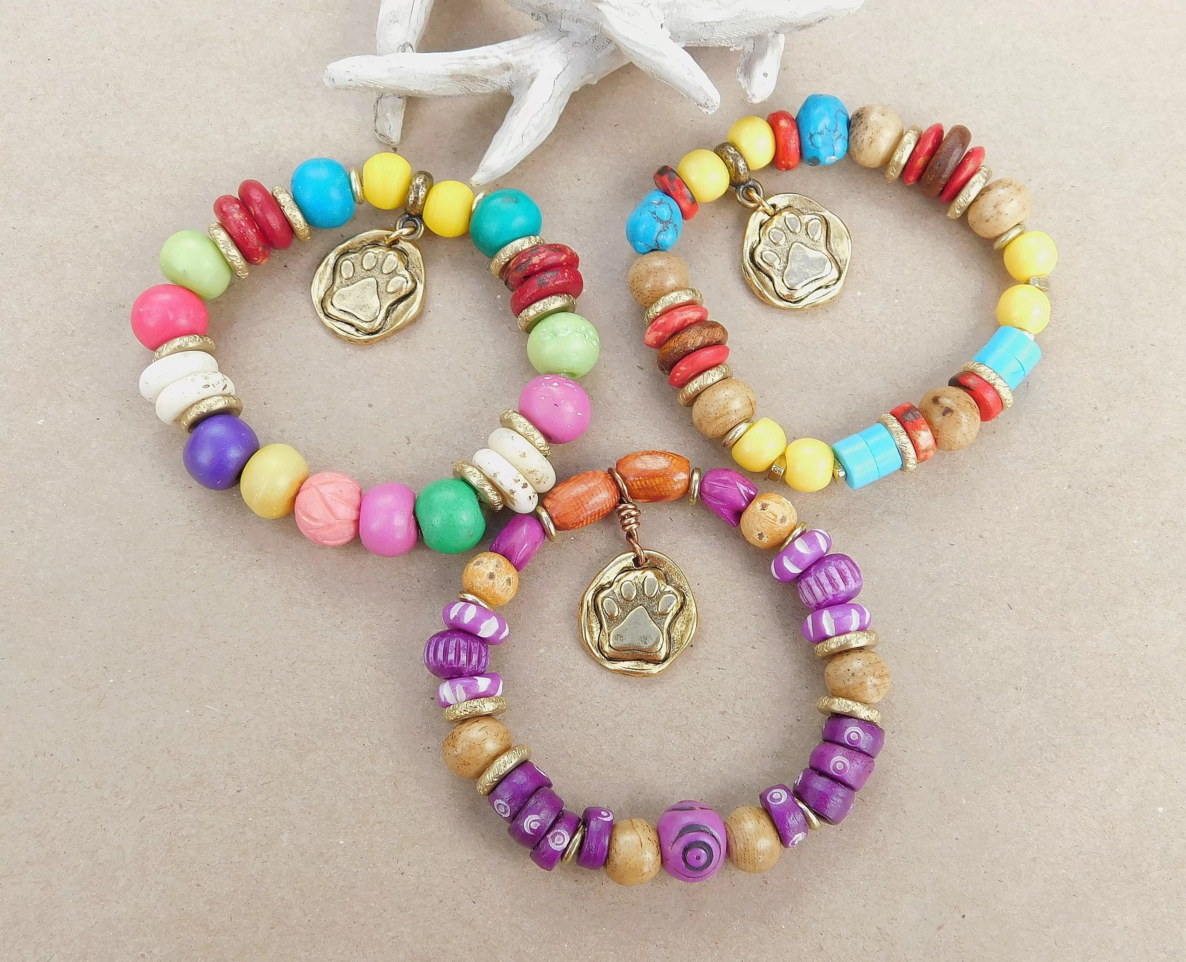 Purple Paw Charm Bracelet