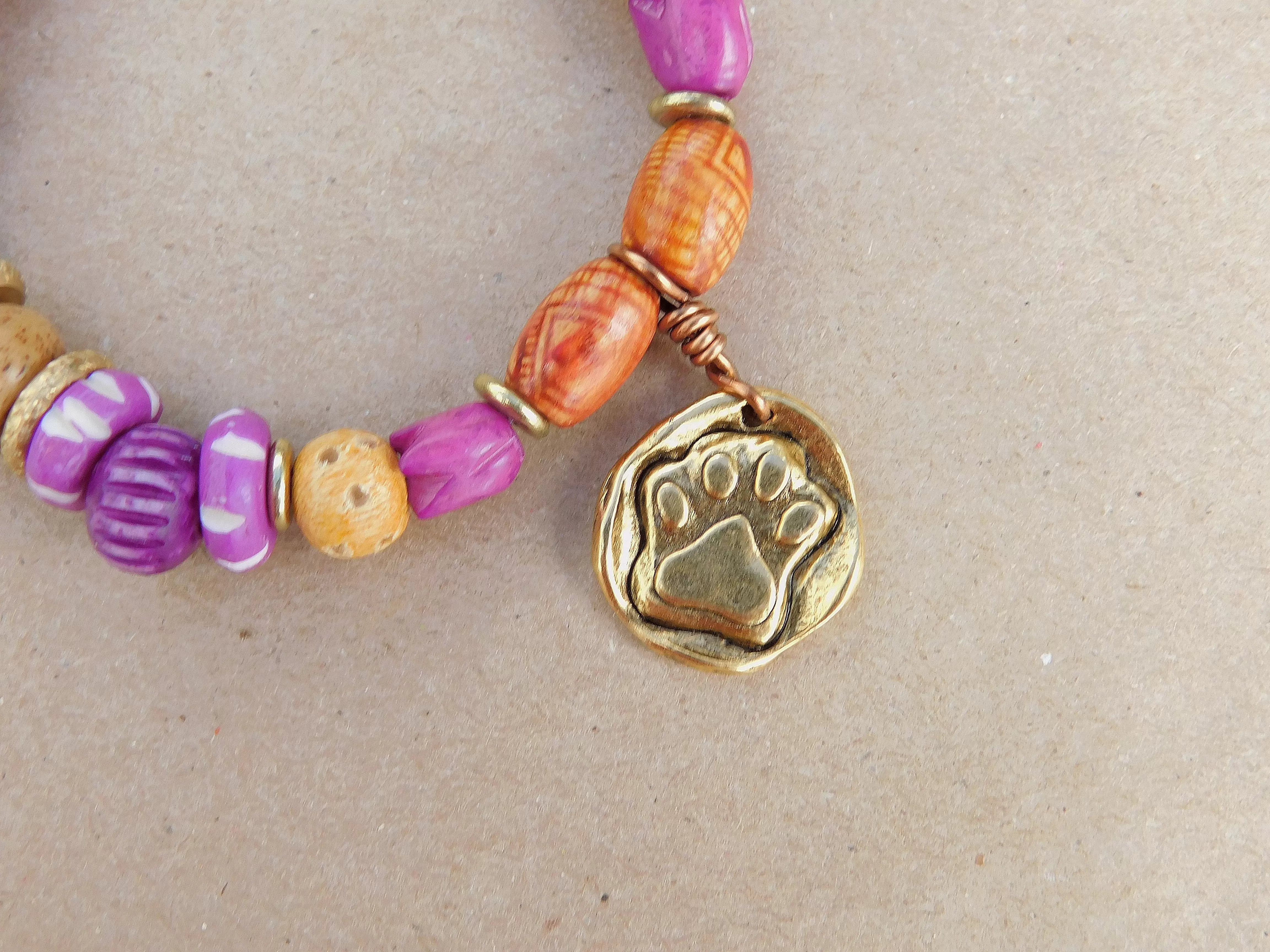 Purple Paw Charm Bracelet