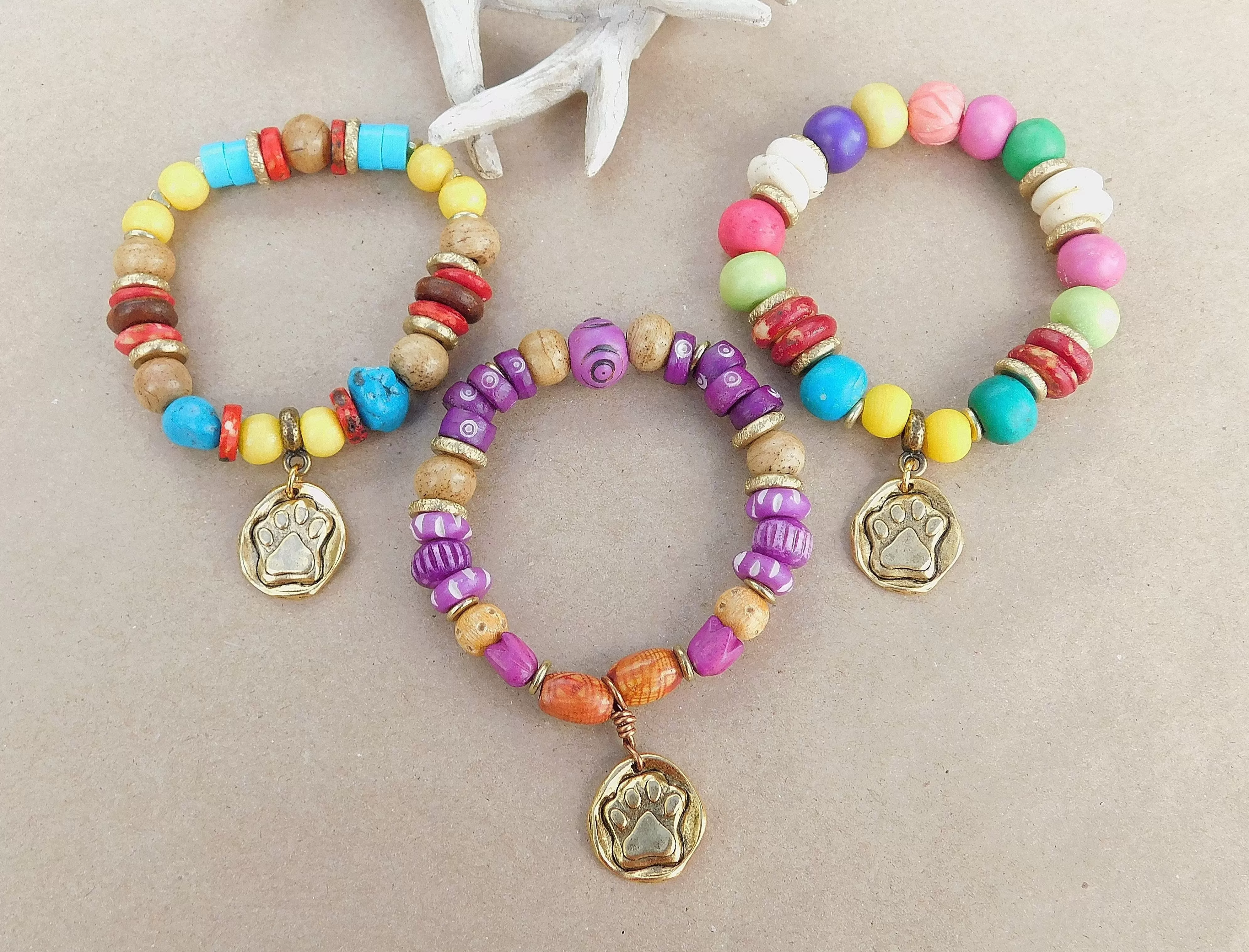 Purple Paw Charm Bracelet