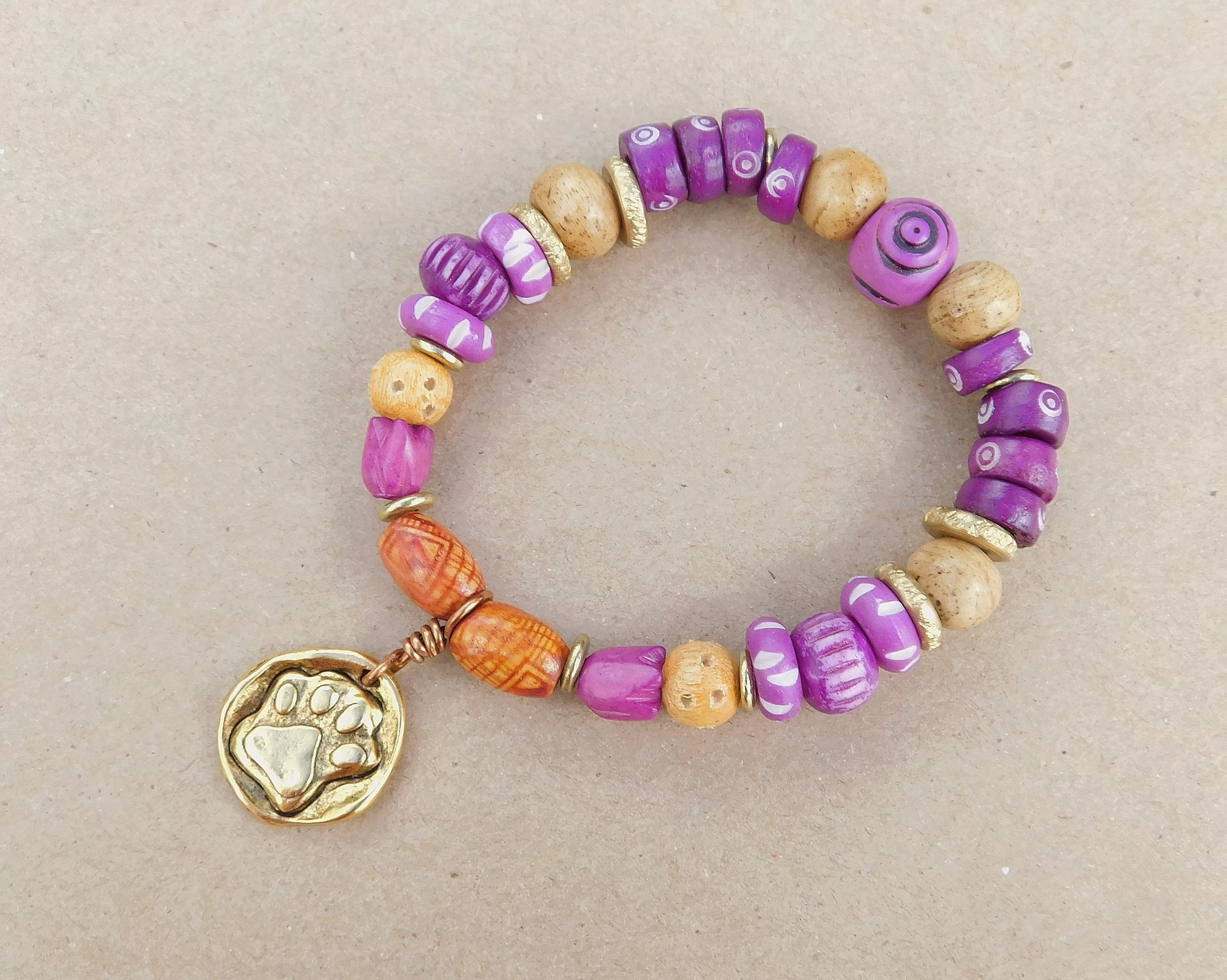 Purple Paw Charm Bracelet