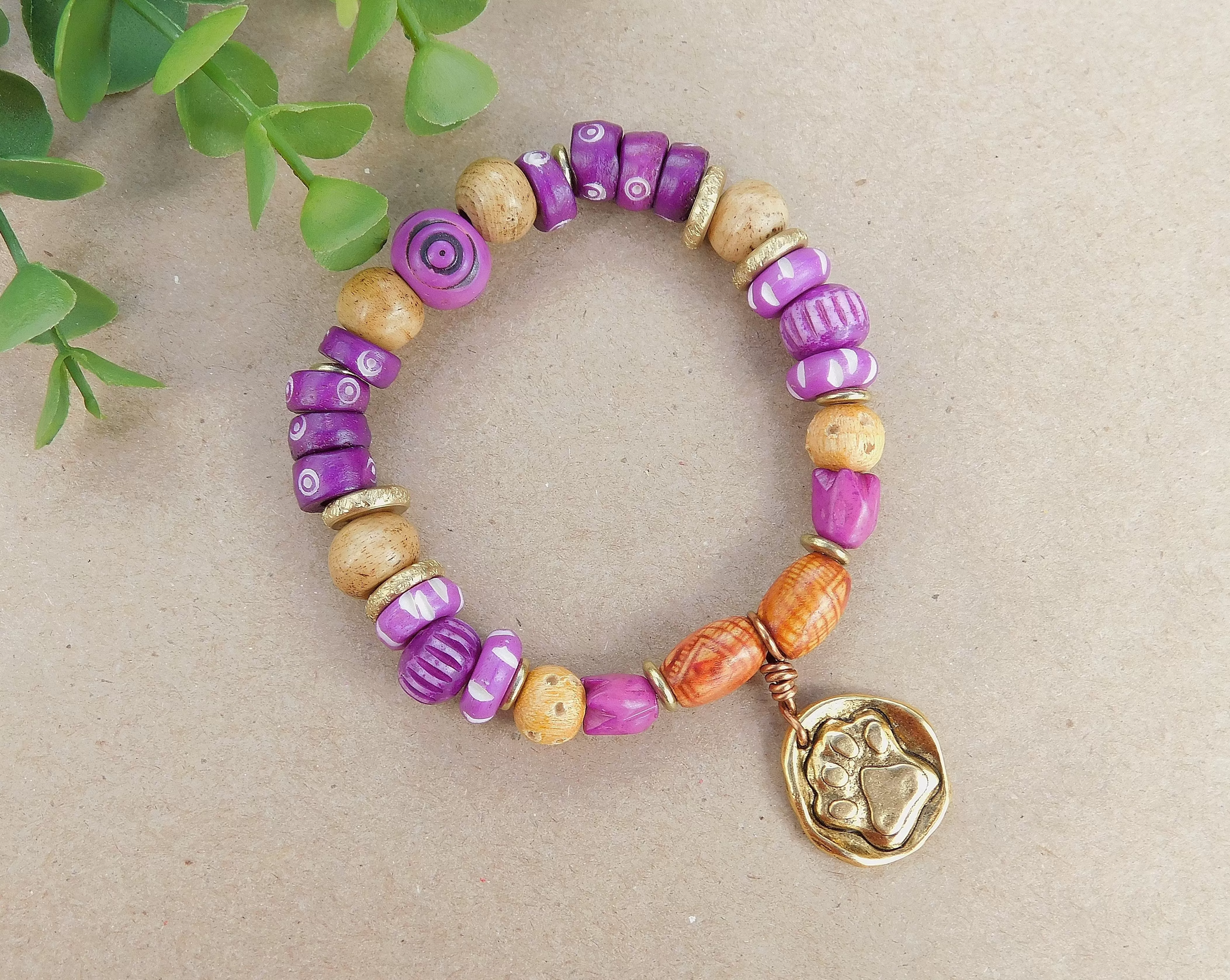 Purple Paw Charm Bracelet