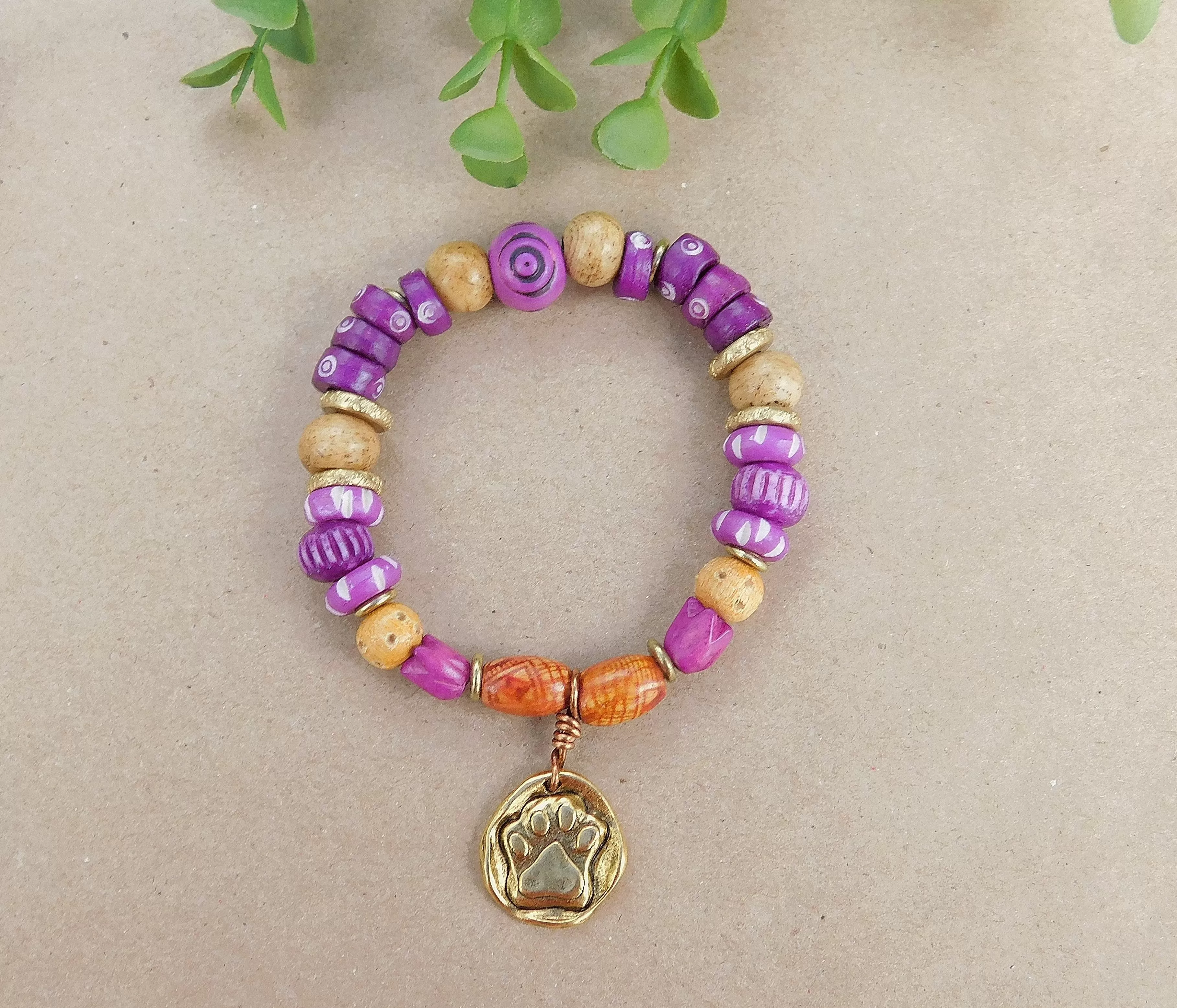 Purple Paw Charm Bracelet