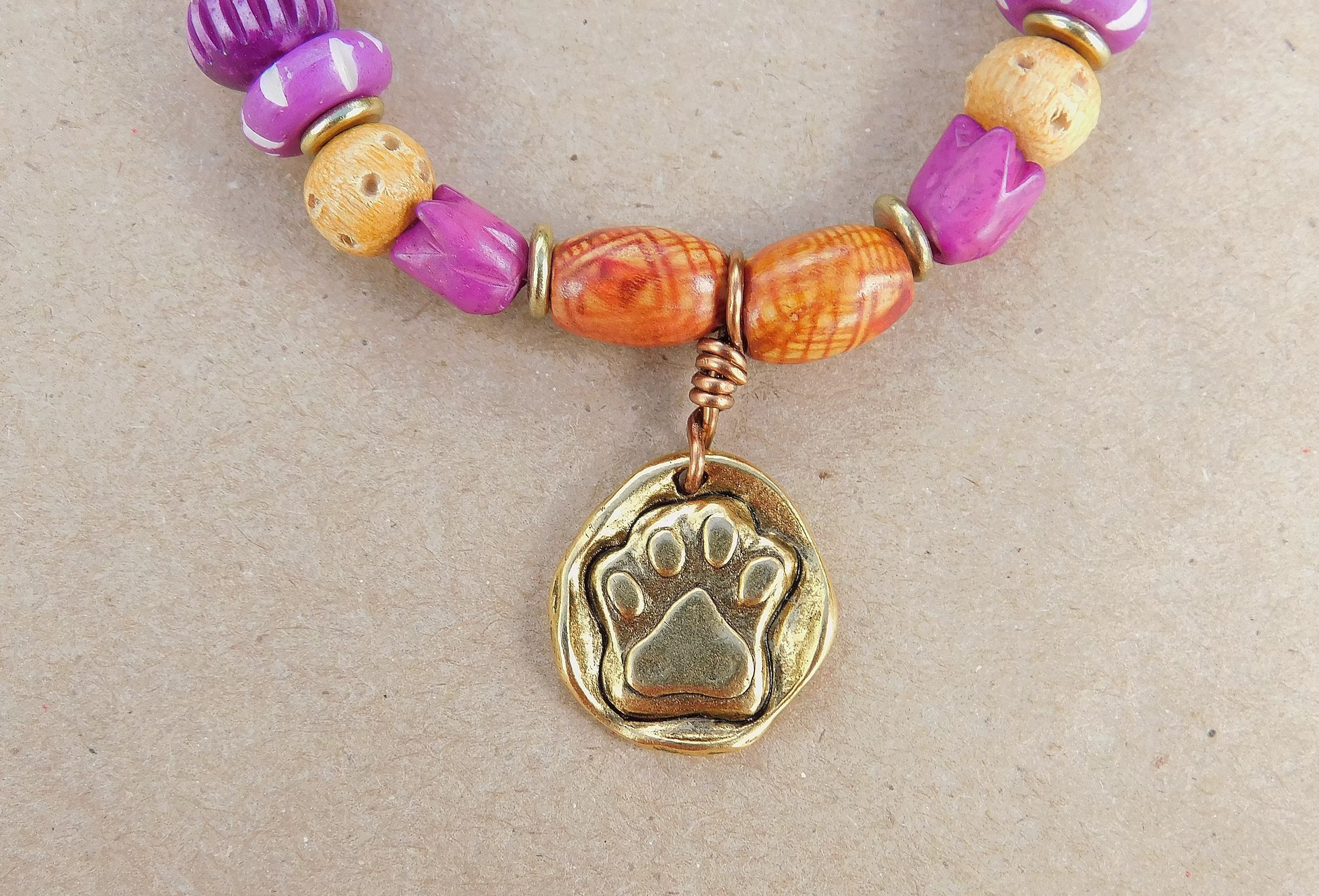 Purple Paw Charm Bracelet