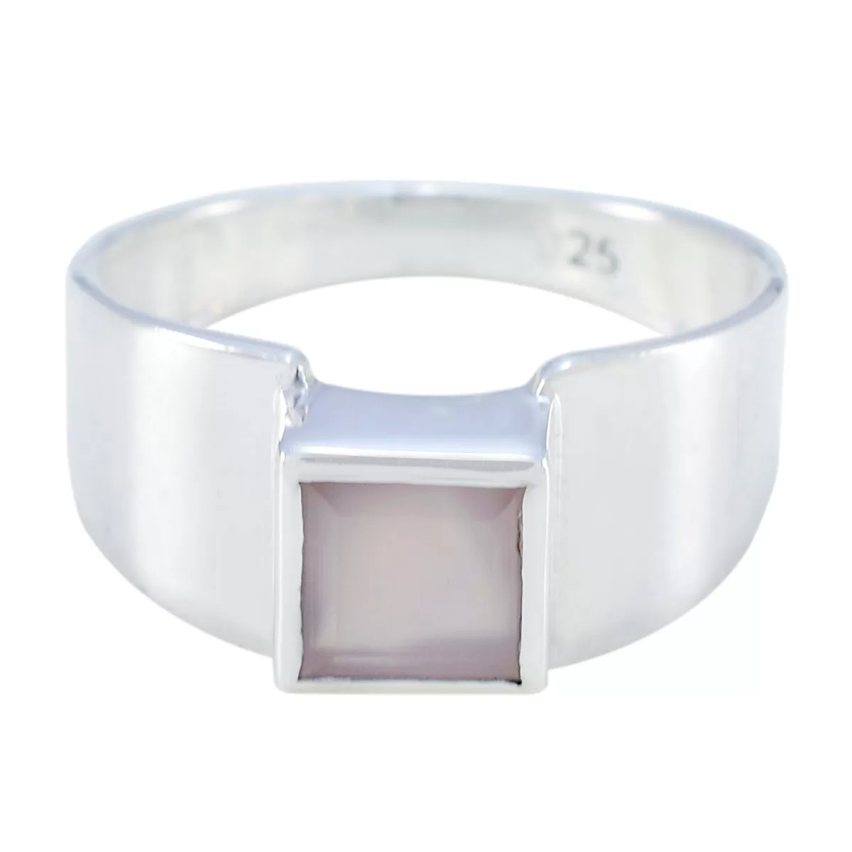 Riyo Comely Stone Rose Quartz 925 Sterling Silver Ring Jewelry Bails