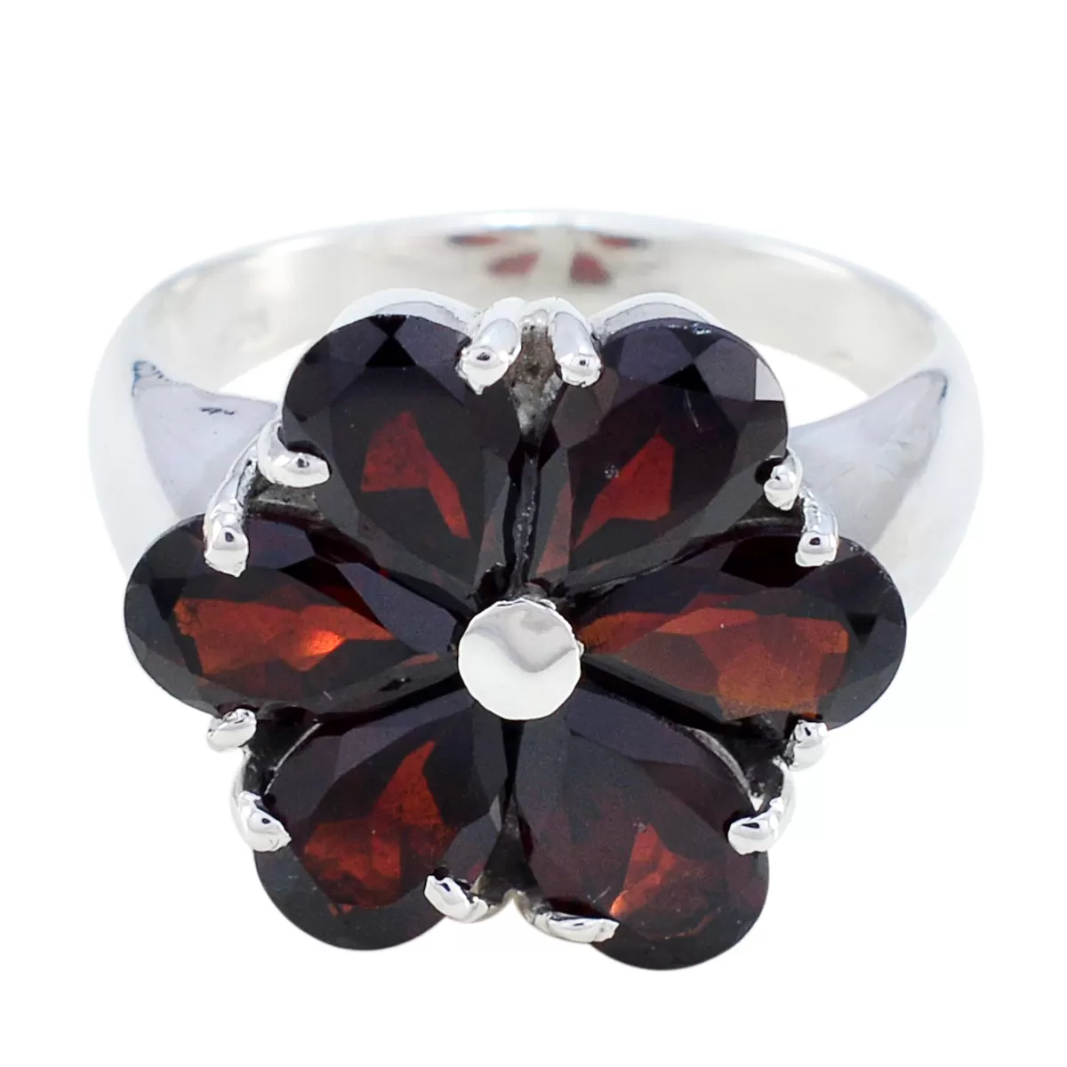 Riyo Drop-Dead Gemstone Garnet 925 Sterling Silver Ring Engagement