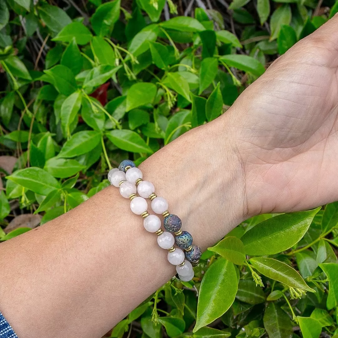 Rose Quartz Aromatherapy Mala Bracelet - Essential Oil Diffuser Mala