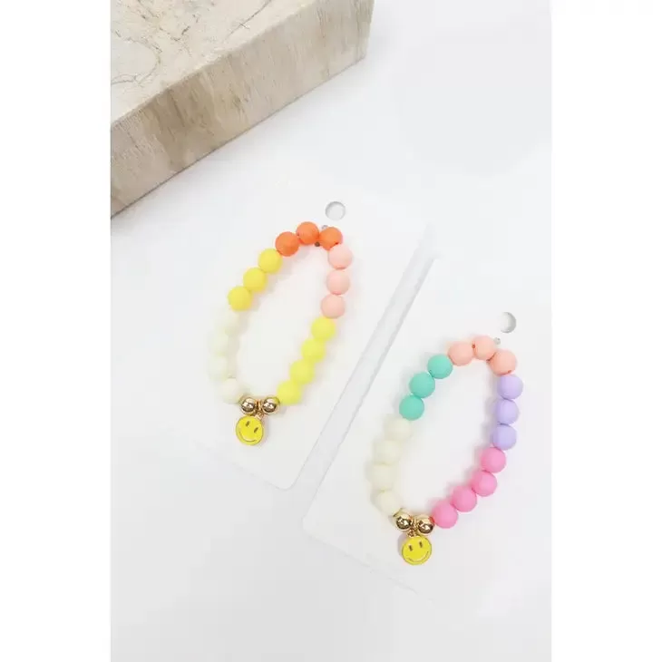 Smile Charm Bead Bracelet