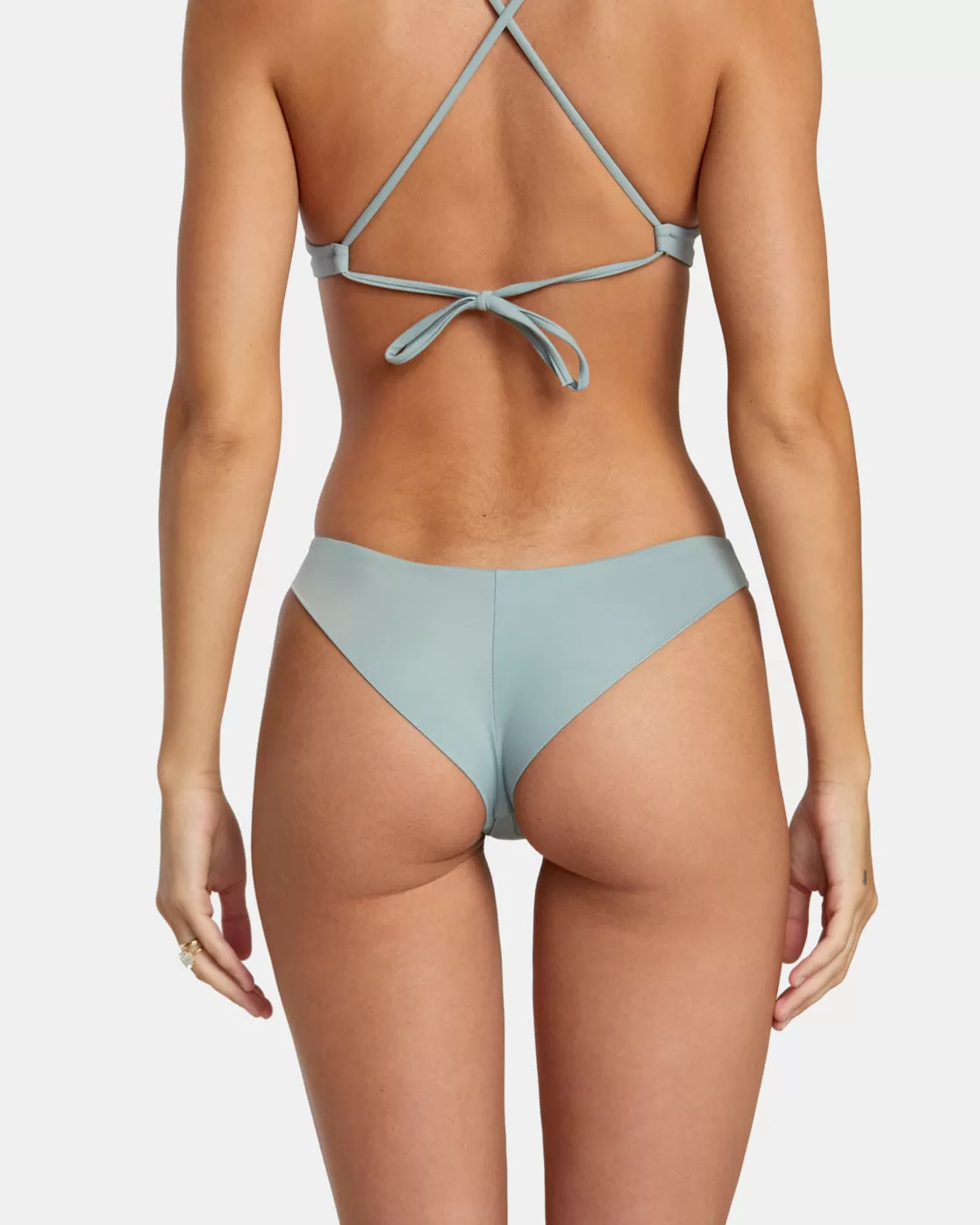 Solid Cheeky Bikini Bottoms - Shale