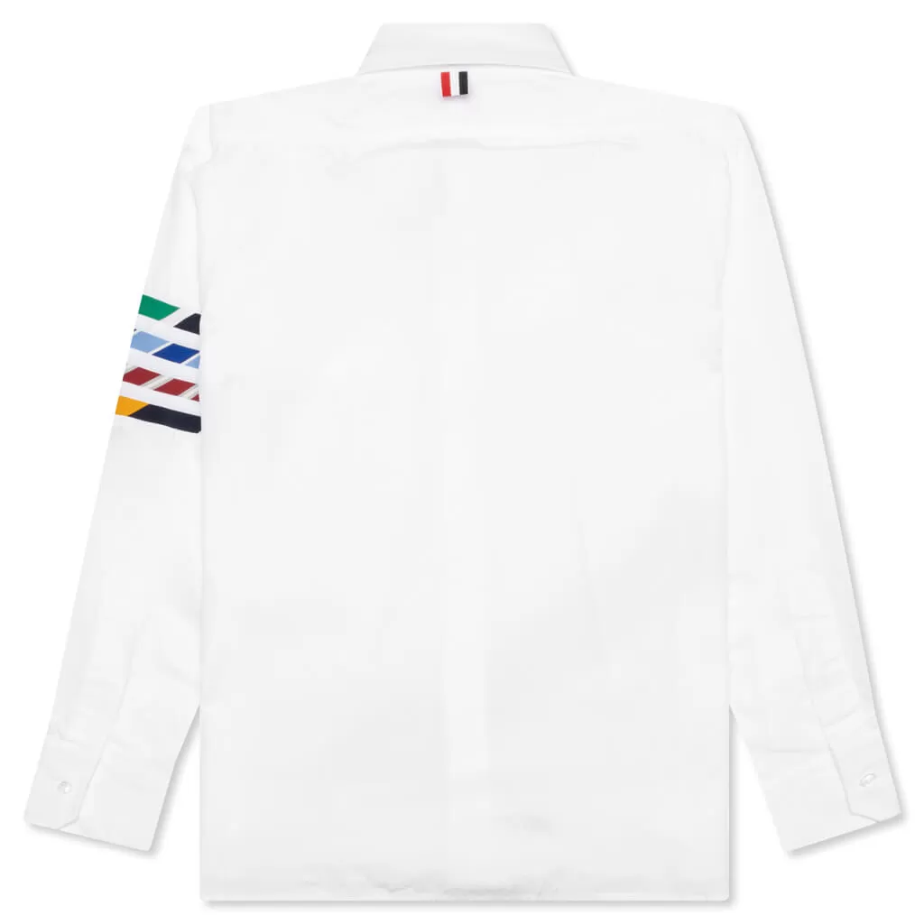 Straight Fit w/ Silk 4 Bar in Poplin Shirt - White