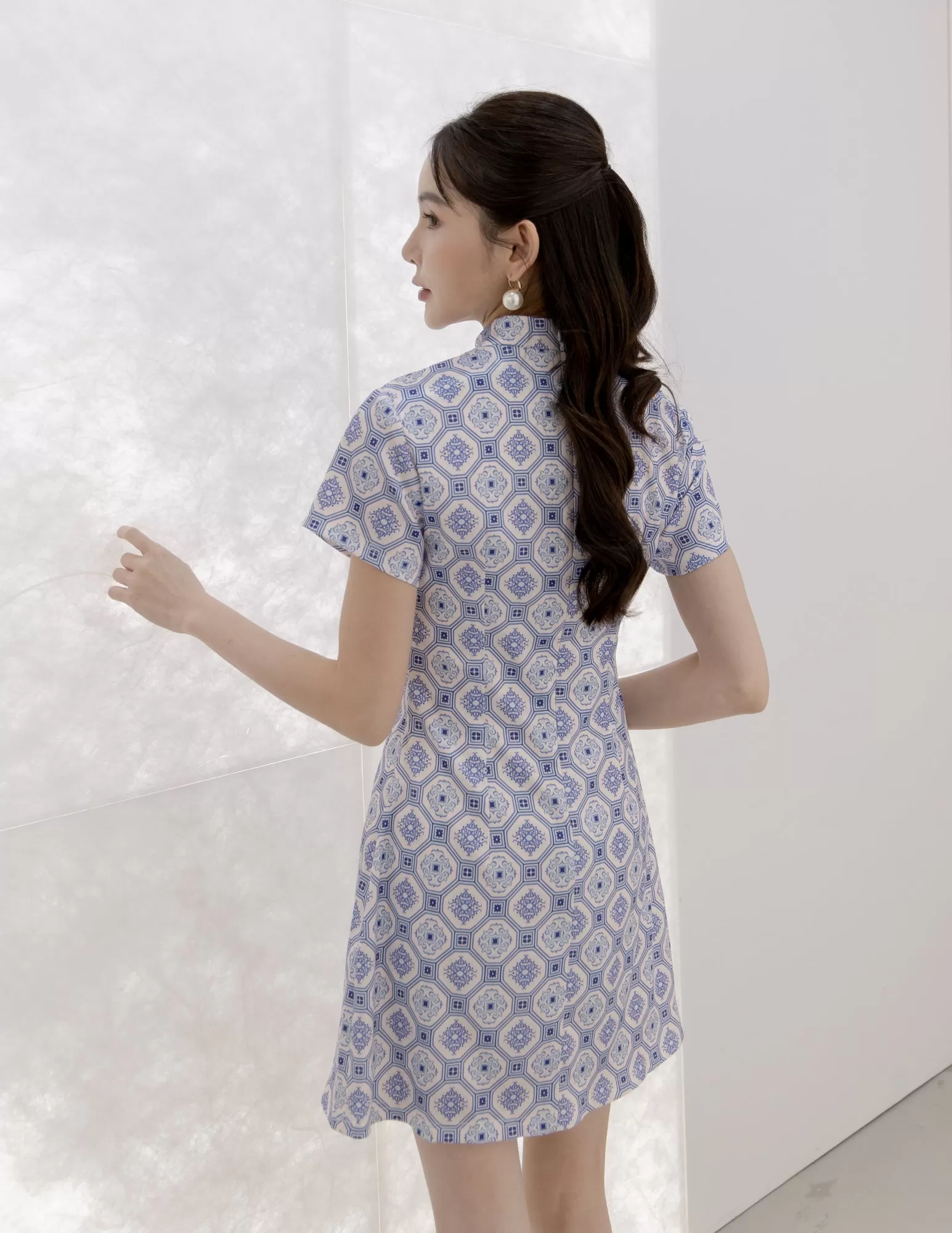 Sue Cheongsam Dress in Blue