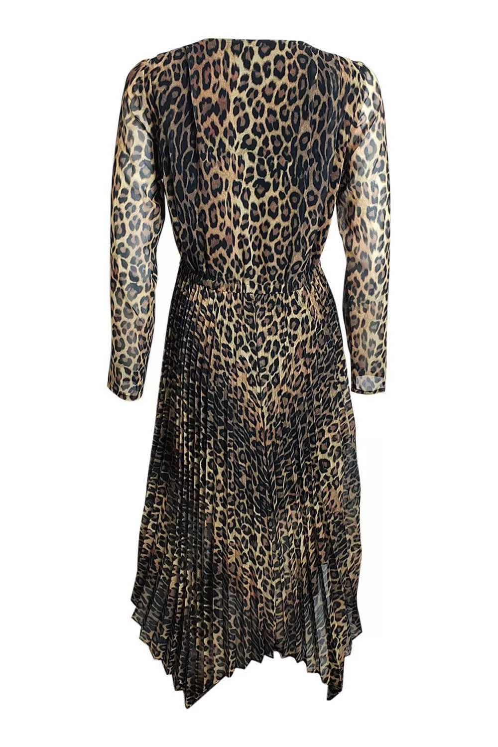 THE KOOPLES Leopard Print Scarf Hem Pleated Midi Dress (1 | EU 36 | UK 10 | IT 42)