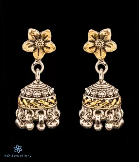 The Mridul Silver Jhumkas (Two tone)