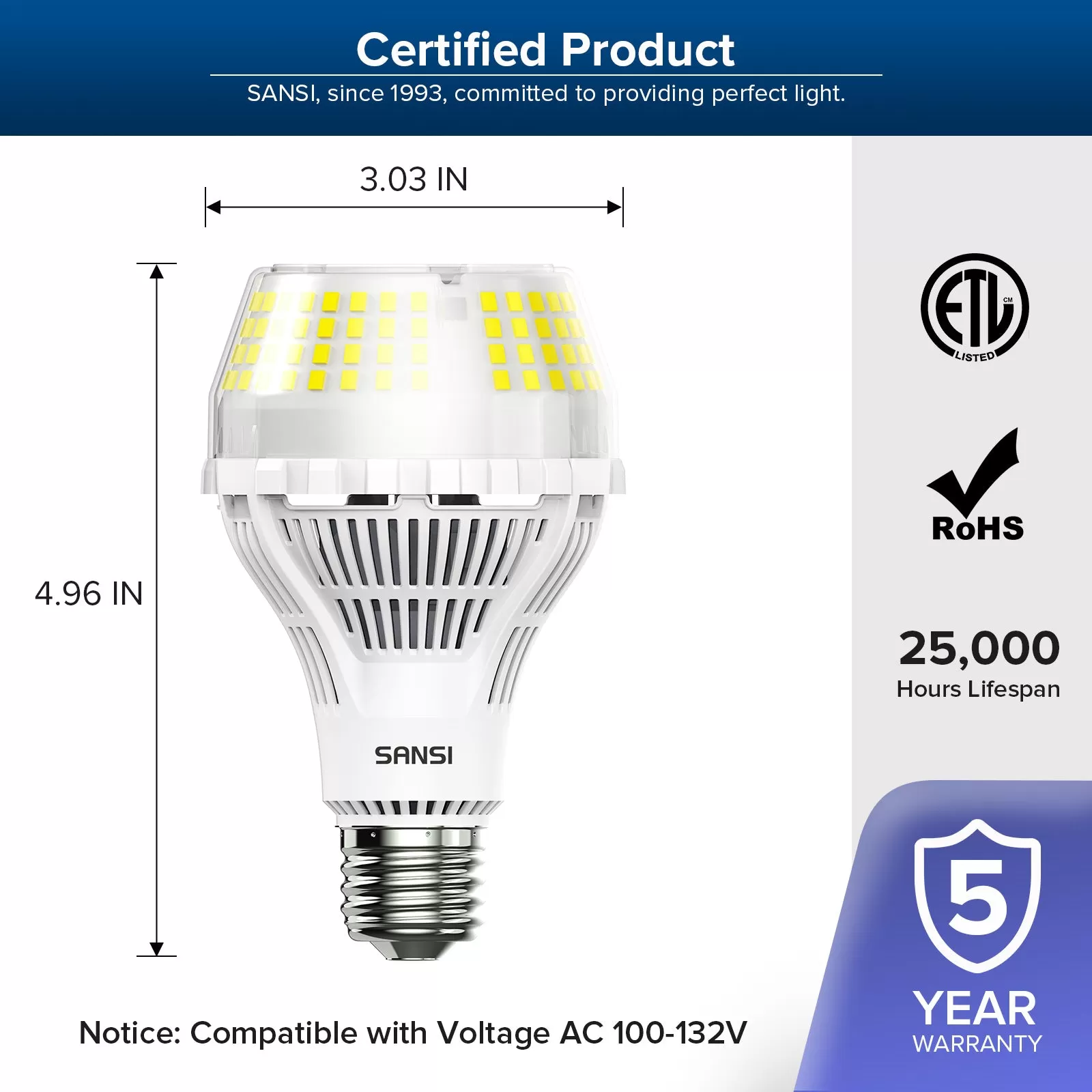 Upgraded A21 22W LED 3000K/5000K Light Bulb(US ONLY)