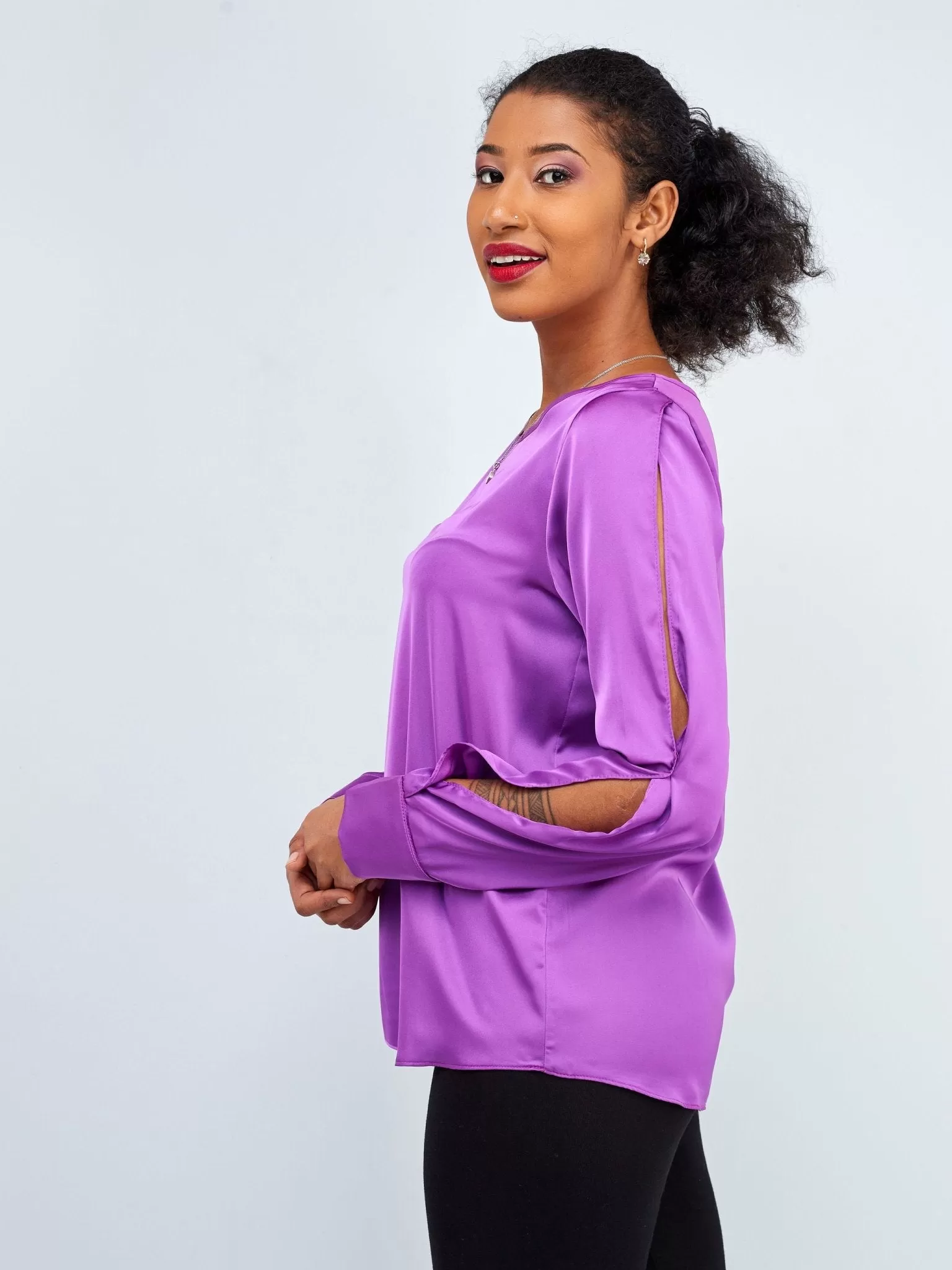 Vivo Lamu Satin Top - Purple