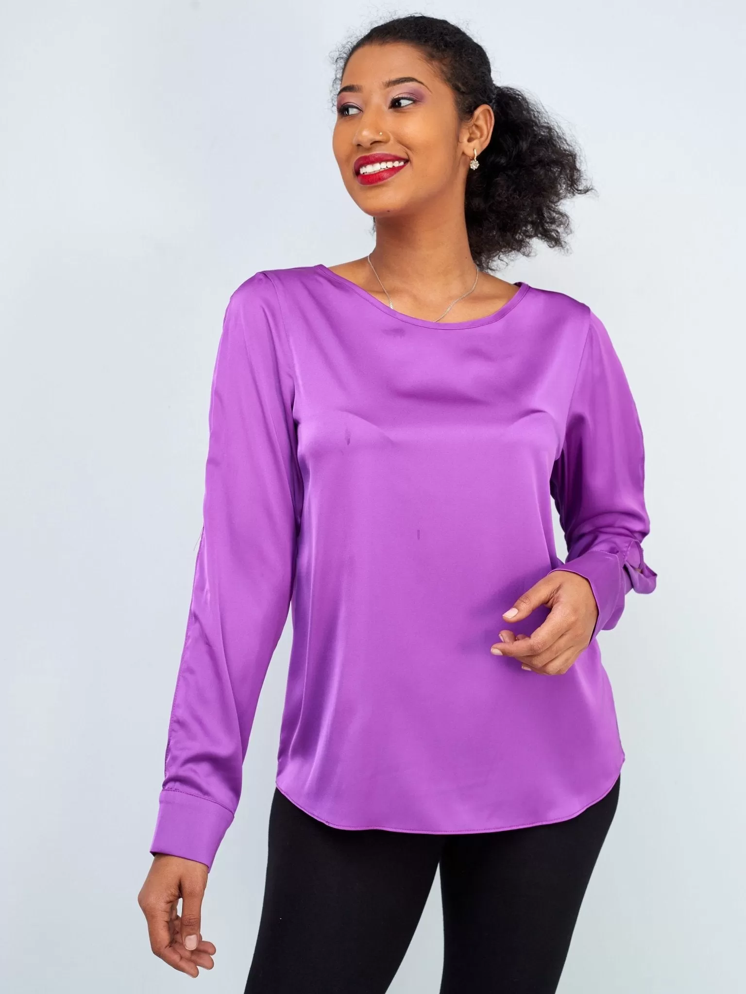 Vivo Lamu Satin Top - Purple