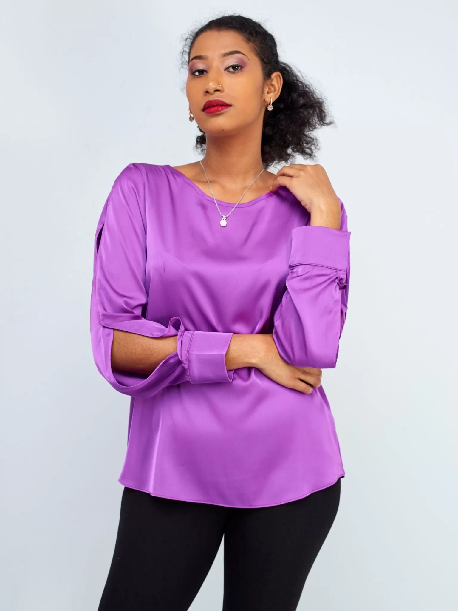 Vivo Lamu Satin Top - Purple