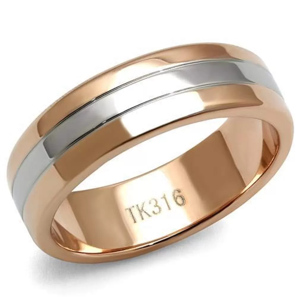 WildKlass Stainless Steel Ring Two-Tone IP Rose Gold Men