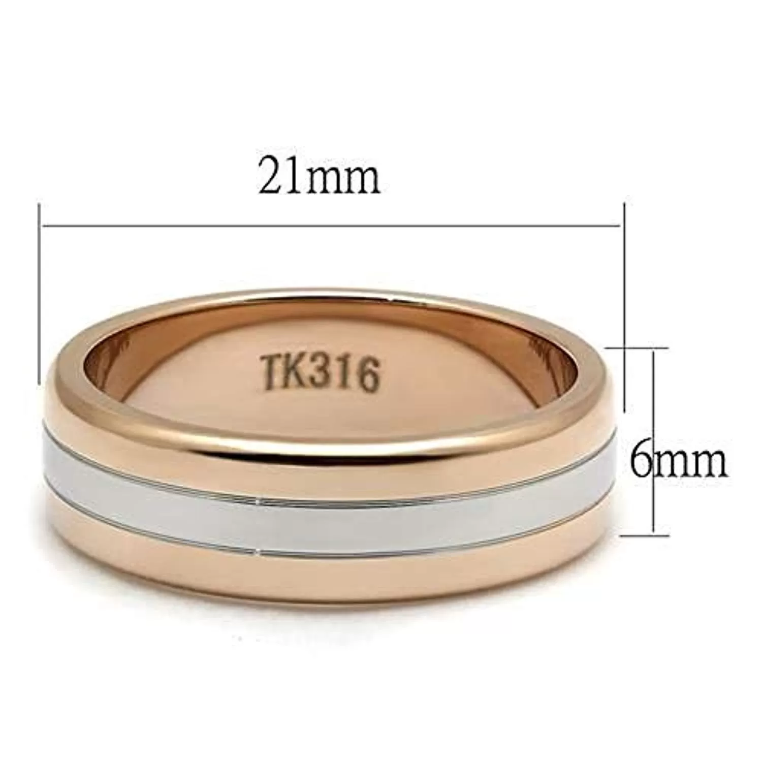 WildKlass Stainless Steel Ring Two-Tone IP Rose Gold Men