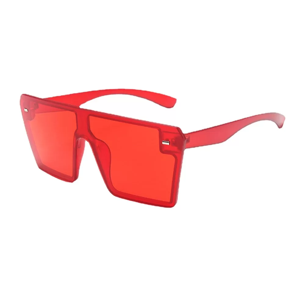 Women One-piece Plus Size Frame Reteo Square Shape Bright Color Personality Sunglasses